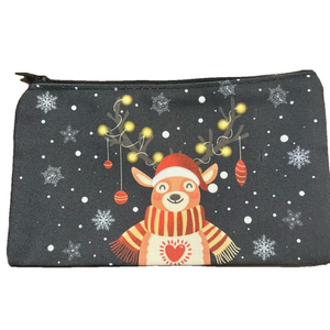 2/$10 Holiday Reindeer Ornament Cosmetic Makeup Bag With Zipper